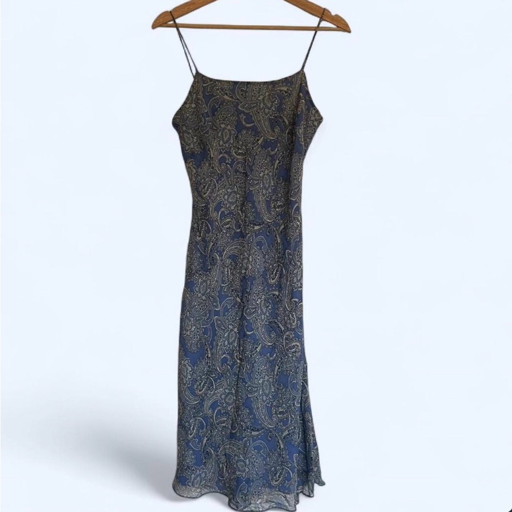 Blue Paisley Slip Dress